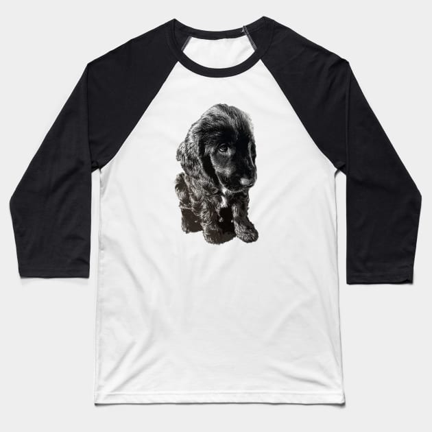 English Cocker Spaniel Black Puppy Dog - Adorable! Baseball T-Shirt by ElegantCat